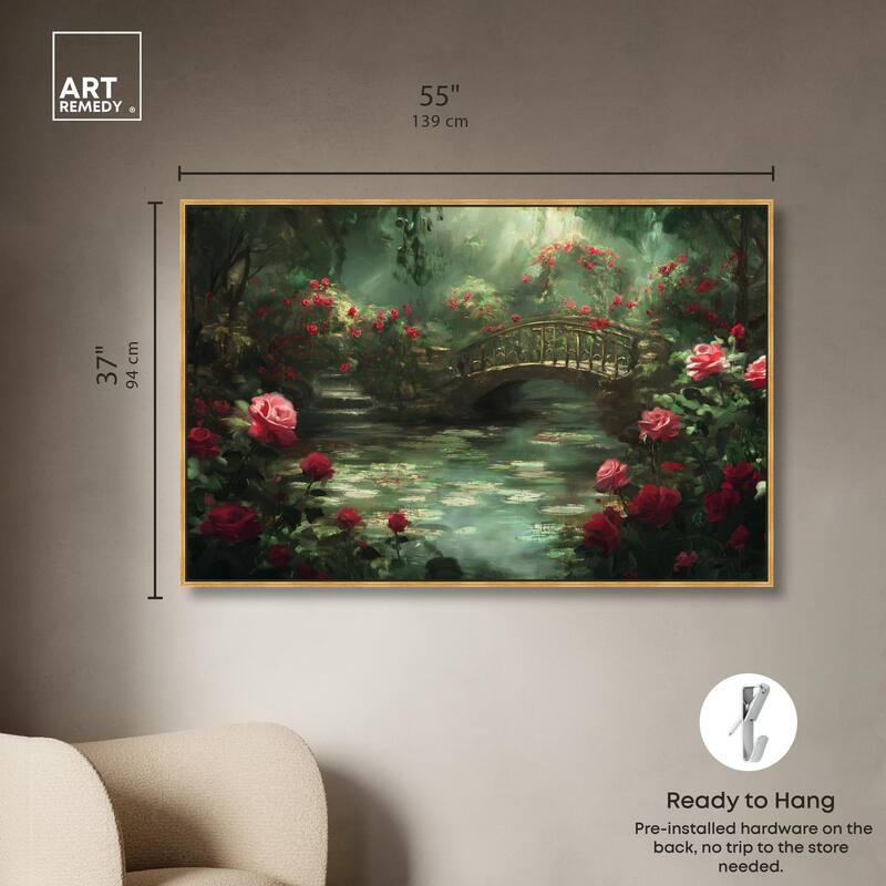 Rose Garden Bridge Canvas by Art Remedy