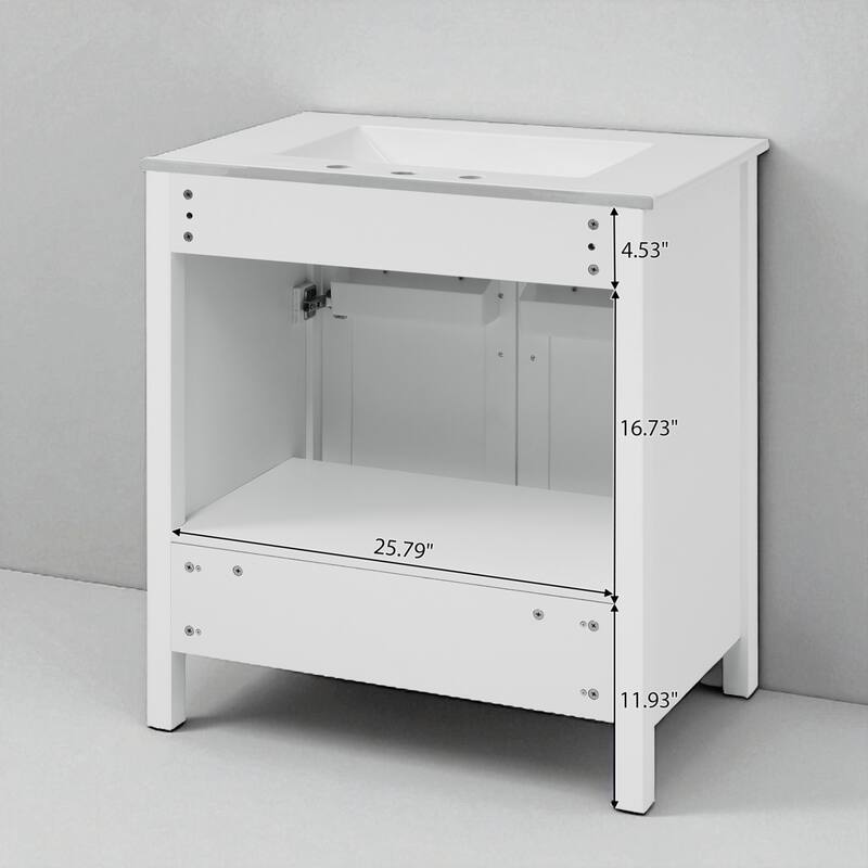 30-Inch Bathroom Vanity with Ceramic Sink, Soft-Close Doors & Ample Storage for Small Bathrooms