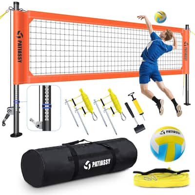 Portable Professional Outdoor Volleyball Net Set with Adjustable Height Aluminum Poles for Backyard Beach