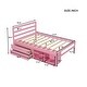 preview thumbnail 10 of 8, Full Size Platform Bed with Built-in Two Storage Drawers, Wood Storage Bed with Built-in 2 Drawers and Headboard - Pink