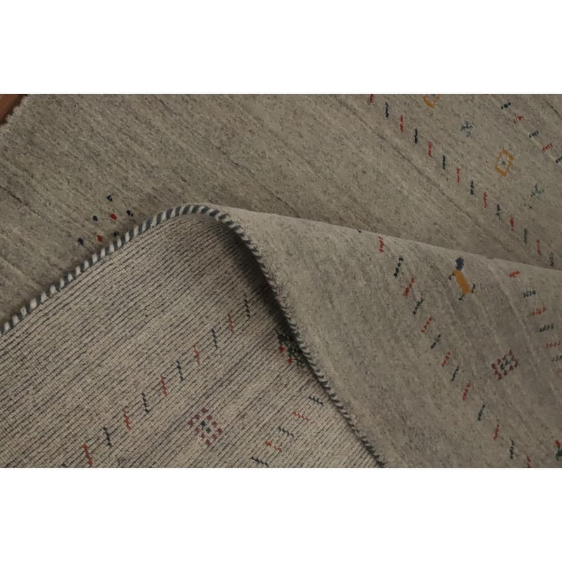 Hand Knotted Oriental 100% Wool Carpet Tribal Animal Pictorial Greys & Charcoal Gabbeh Area Rug - 7' 9'' X 5' 0''