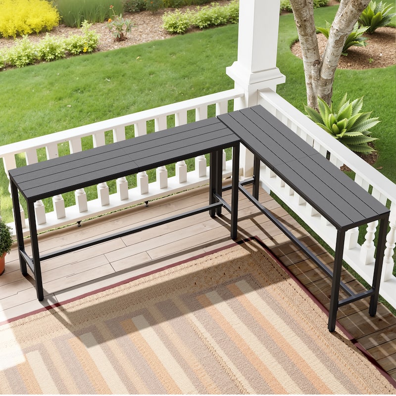 Crestlive Products Patio Outdoor Bar Table Rectangle Pub Table