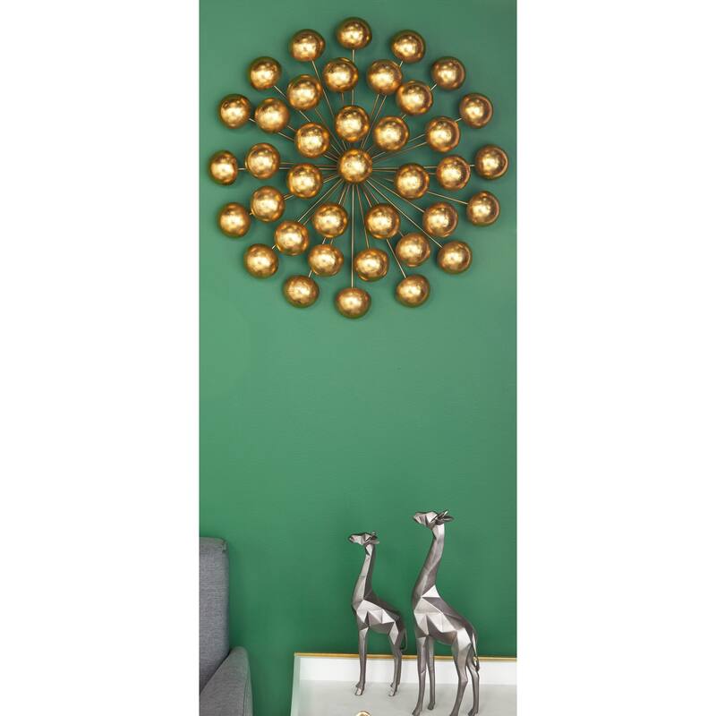 Metal Starburst Home Wall Decor with Orb Detailing - Gold - Roche River Decor