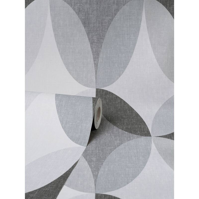Fine Decor Kirby Charcoal Oval Geo Wallpaper