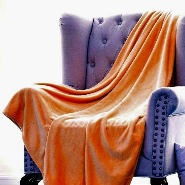 Super Soft Light Weight Coral Fleece Warm Throw Orange On Sale