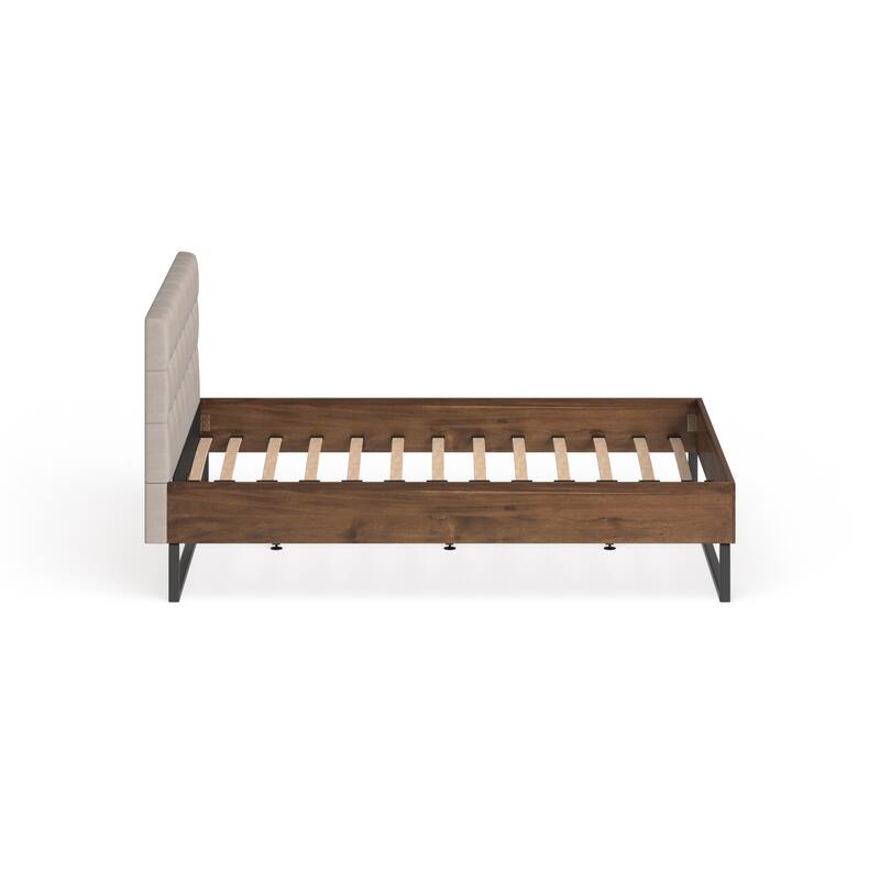 Industrial Mixed Material Platform Bed with Headboard by Baxton Studio