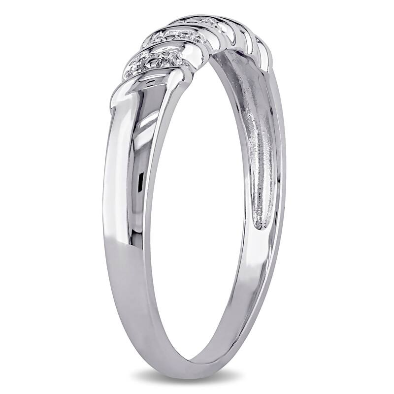 Miadora Sterling Silver Diamond Illusion Stackable Anniversary Wedding Band Ring
