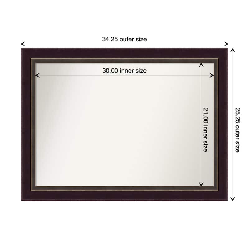 Signore Bronze Framed Non-Beveled Custom Wall Mirror, Bathroom Vanity Mirror - Outer Size: 34.25 x 25.25