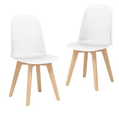 Set of 2 Modern Armless Dining Chairs with Beech Wood Legs and Tilt Backrest for Kitchen and Living Room - 17.5" x 20.5" x 31"