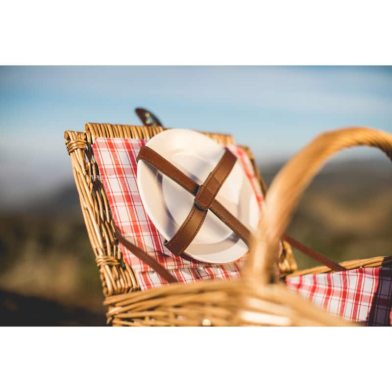 Picnic Time Piccadilly Picnic Basket, (Red & White Plaid Pattern) - N/A