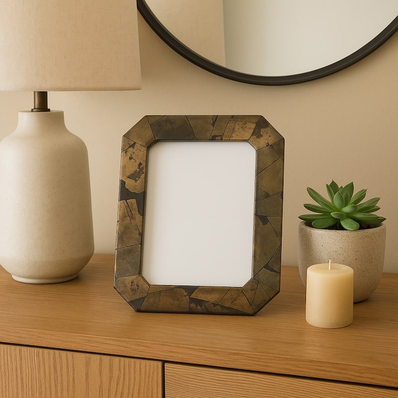 Decorative Antiqued Metal Photo Frame - Brown