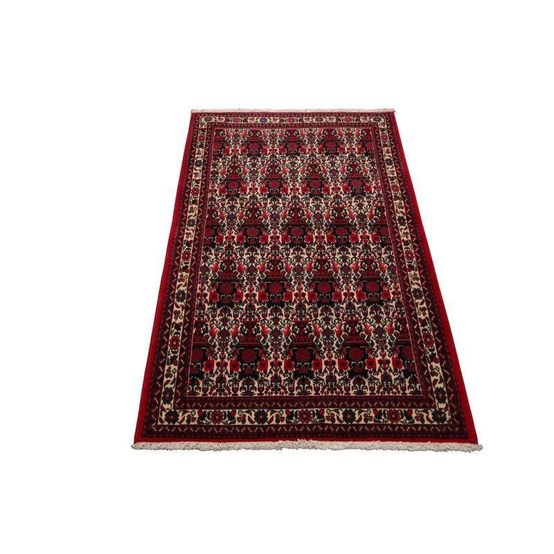 3'7''x5 Hand Knotted Wool Ivory Abadeh Traditional Rug - 3' 7'' x 5'