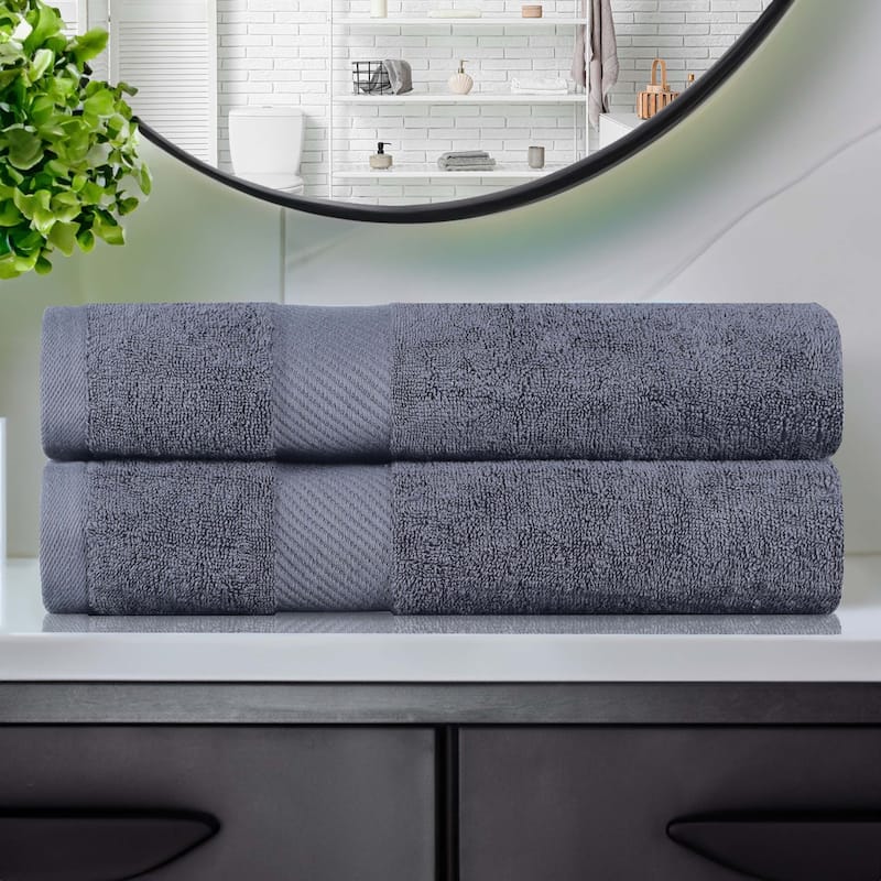 Superior Kendell Egyptian Cotton Solid Medium Weight Bath Towel Set of 2 - Smoked Pearl