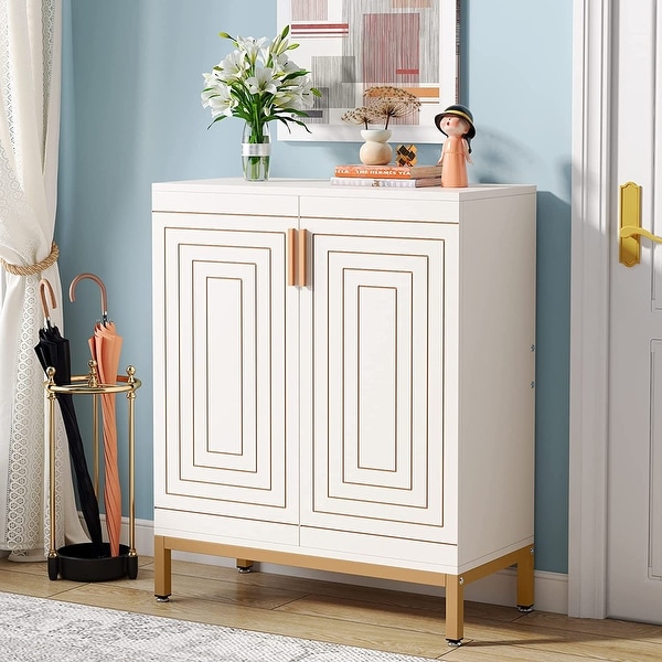 White entryway deals cabinet with doors