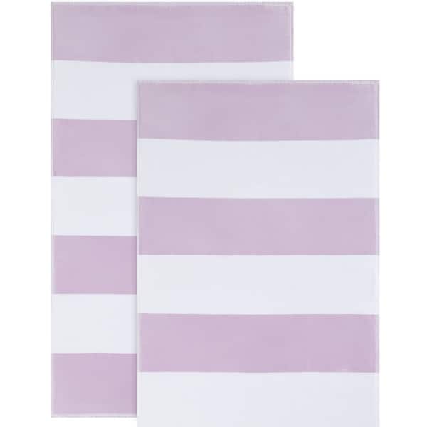 slide 2 of 8, Calvin Klein Poolside Stripe 2 Piece Beach Towel Set - 2 Piece Purple/White