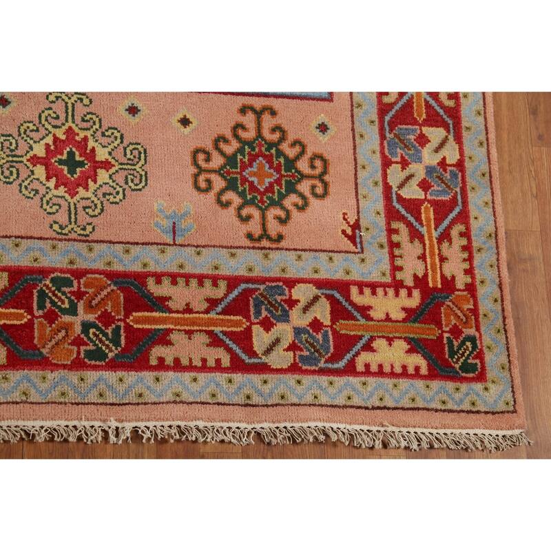 Geometric Kazak Oriental Area Rug Hand-Knotted Wool Carpet - 8'10"x 11'9"