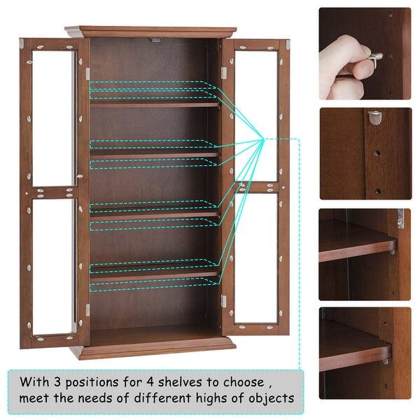 Costway 44 5 Wood Media Storage Cabinet Cd Dvd Shelves Media Storage Cabinet Cd Dvd Shelves