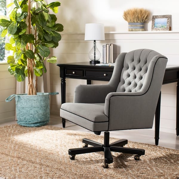 Shop Safavieh Nichols Adjustable Swivel Granite Black Desk Chair