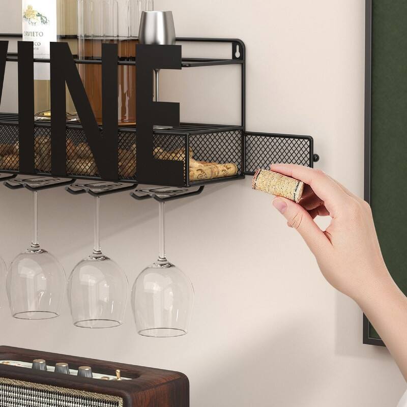 Wall Mounted Metal Wine Rack - 17"D x 5"W x 7"H