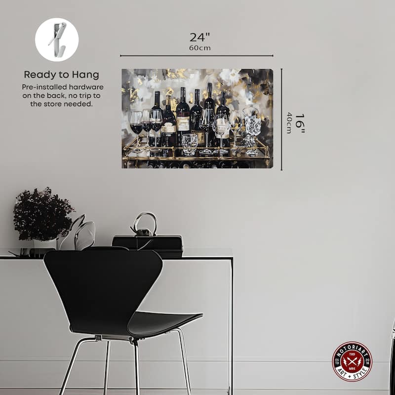Notoriart Now Serving Champagne Gallery Wrapped Bar Cart Art For Men