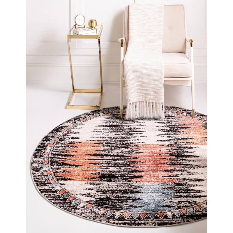 Contemporary Ariella Collection Area Rug - 3'3" Round - Multi