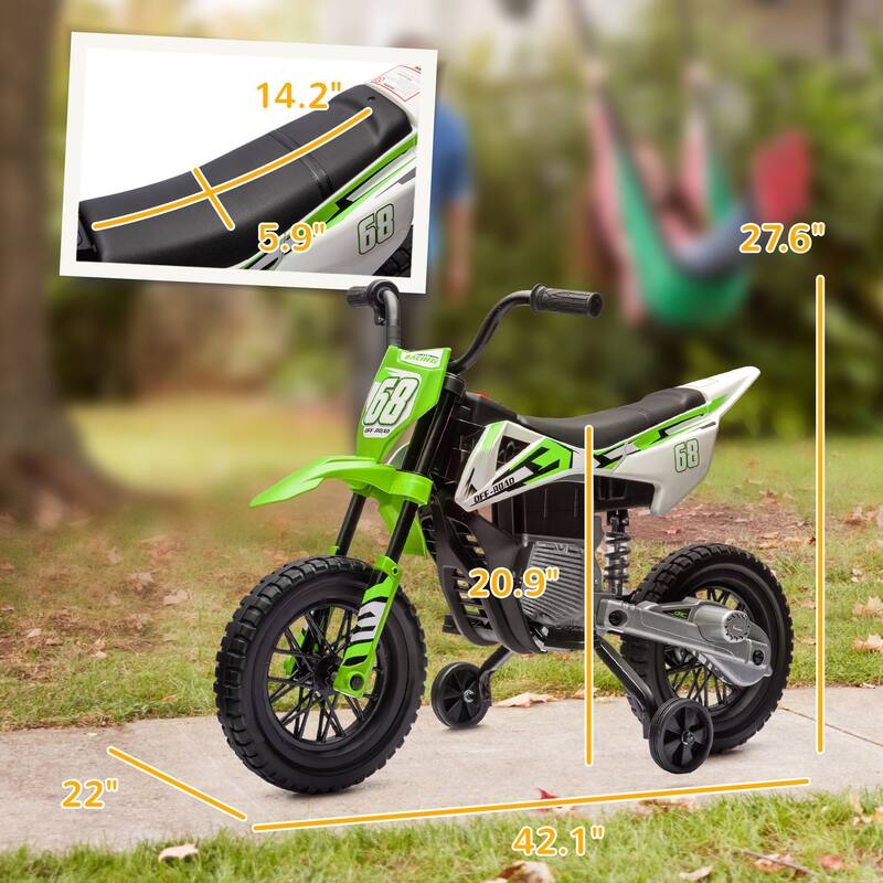 Qaba 12V Kids Motorcycle W/ Twist Grip Throttle, Rear Suspension