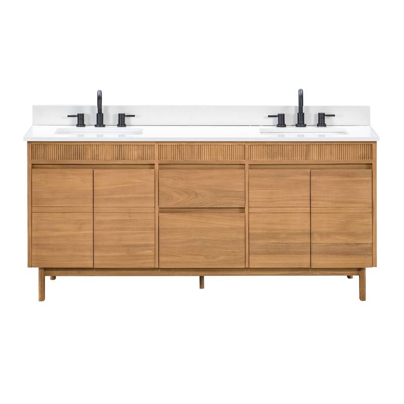 Avanity Kayla Bathroom Vanity in Natural Teak with White Engineered Stone Top