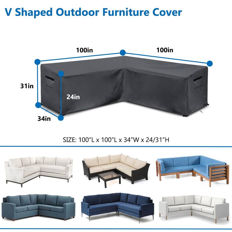 Patio Sectional Sofa Cover Heavy Duty Waterproof
