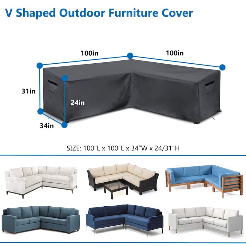 Patio Sectional Sofa Cover Waterproof Heavy Duty Rip Resistant