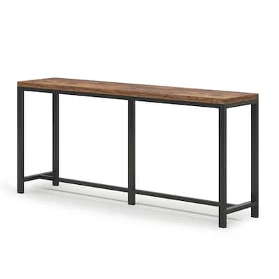 Rustic Brown Black Particle Board Console Sofa Table with Metal Frame 70 Inch - 70.86" L x 11.81" W x 31.49" H