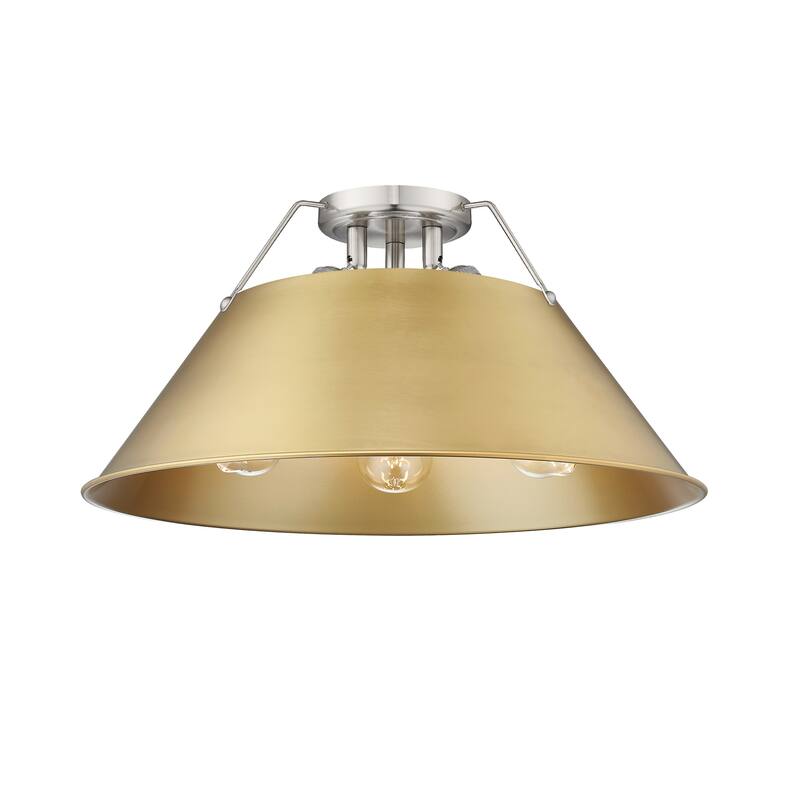 Orwell 3-Light Flush Mount in Pewter with Brushed Champagne Bronze - Silver