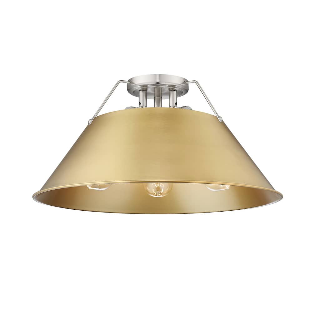 Orwell 3-Light Flush Mount in Pewter with Brushed Champagne Bronze - Silver