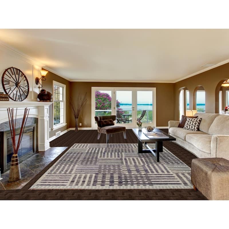 Striped Checkered Moroccan Oriental Area Rug Handmade Wool Carpet - 8'0"x 10'9"