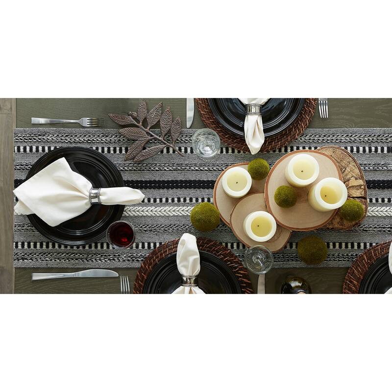 DII Black Braided Stripe Table Runner