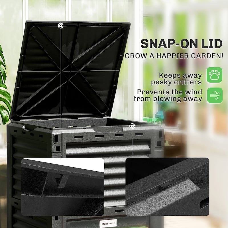 Outsunny Garden Compost Bin 80 Gallon Outdoor Large Capacity Composter Fast Create Fertile Soil Aerating Box