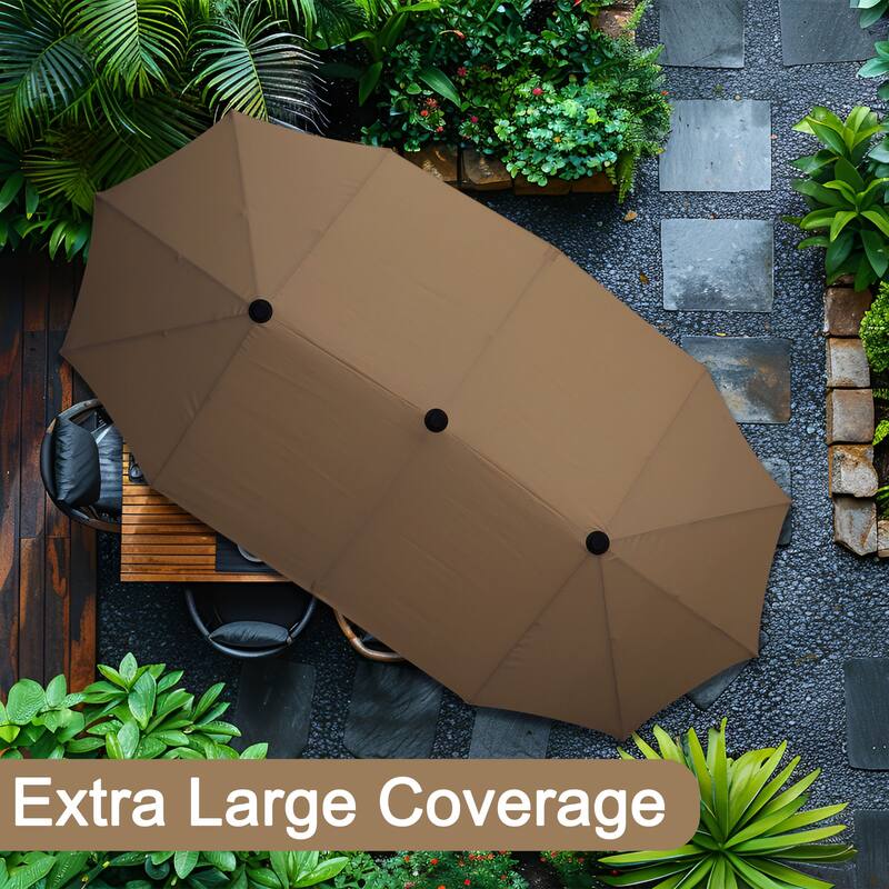Autlaycil 13ft Extra Large Patio Umbrella with Solar Lights(Without Base)