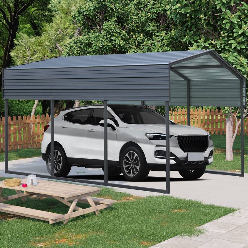 Heavy-Duty Outdoor Carport – Galvanized Steel Roof & Frame, Large Metal Canopy for Cars & Trucks (302 lbs)