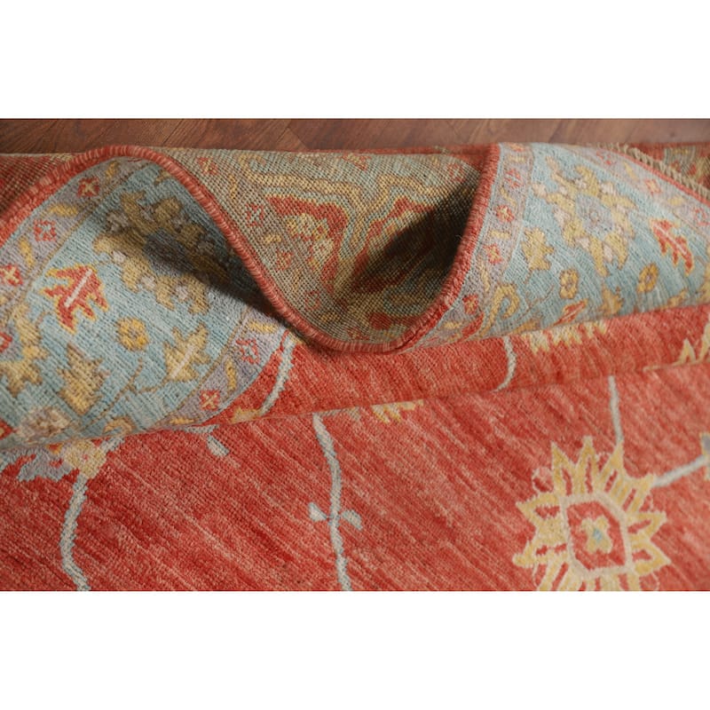 Vegetable Dye Oushak Turkish Rug Oriental Hand-Knotted Wool Carpet - 5'0"x 6'11"