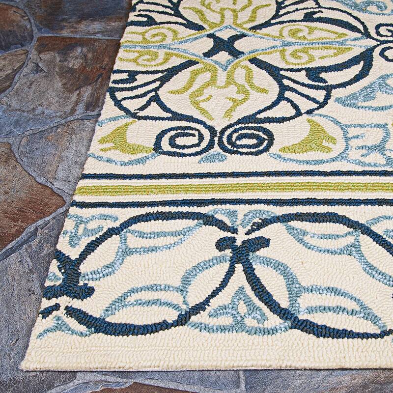 Miami Fleur Ivory- Lime Green Indoor/ Outdoor Area Rug