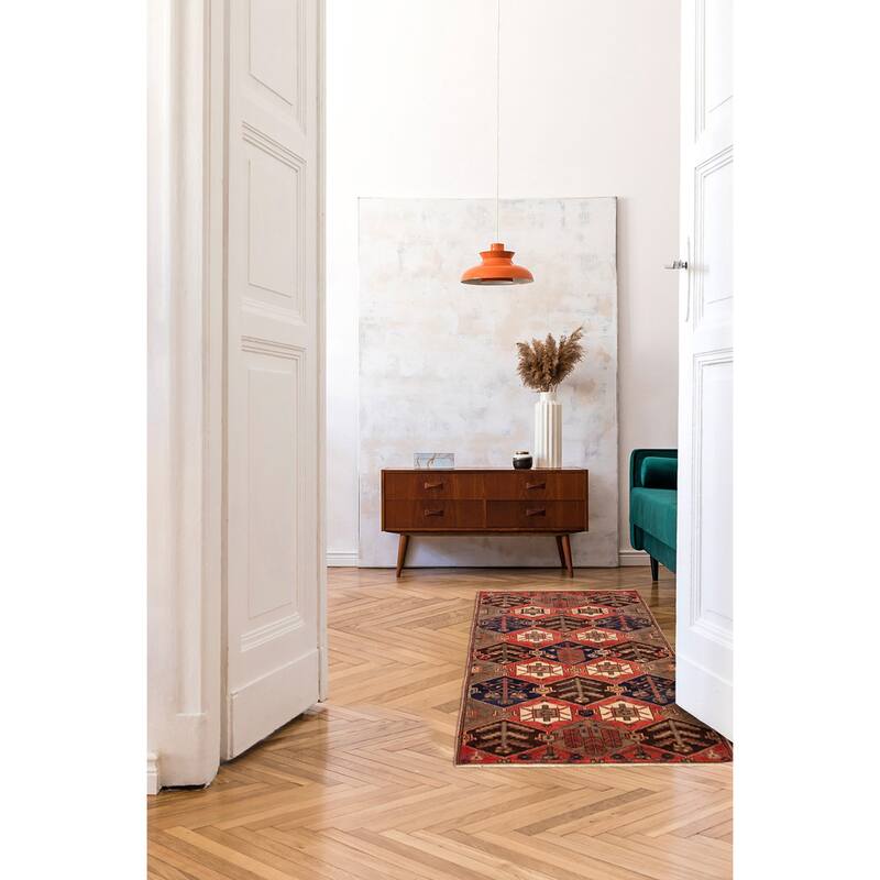 ECARPETGALLERY Hand-knotted Kayseri Vintage Red Wool Rug - 3'5 x 8'8