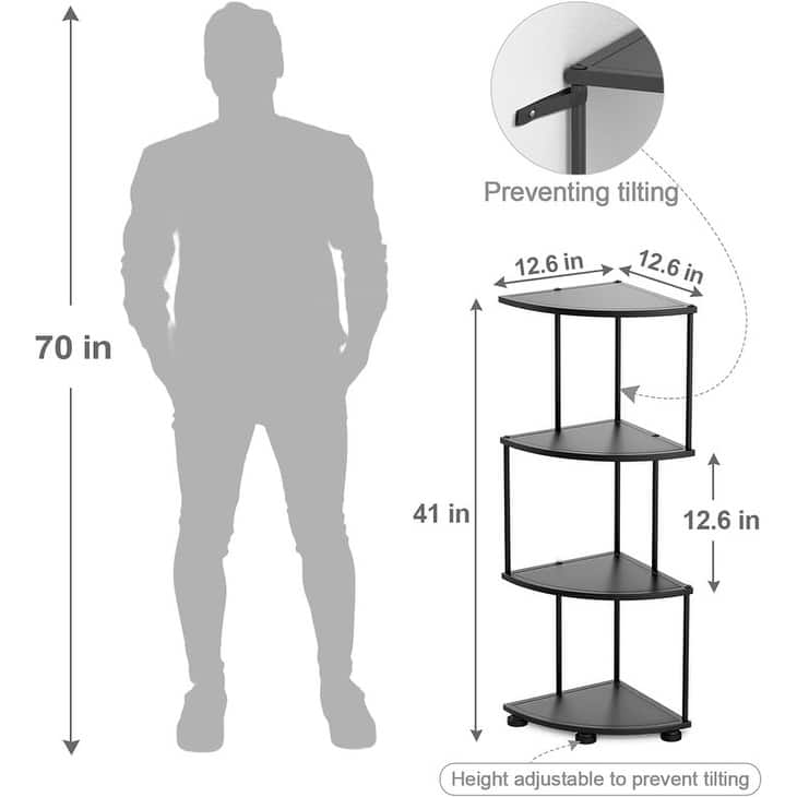 4 Tier Metal Corner Shelf Stand Corner Shelves