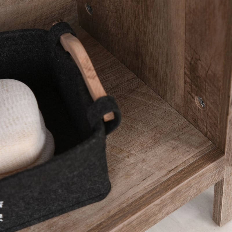 Rustic Barn Wood Bathroom Storage Under Sink Cabinet with Door and Shelf Space Saving Design - 23.5" L x 11.75" W x 23.5" H