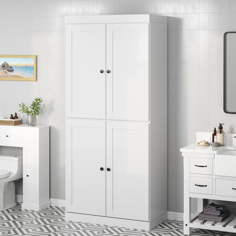 Palace Imports 100% Solid Wood 32" Bathroom Storage Cabinet with Shaker Doors and Adjustable Shelves