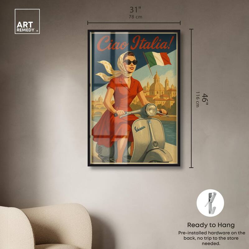 Scooter Italian Travel Shadowbox by Art Remedy