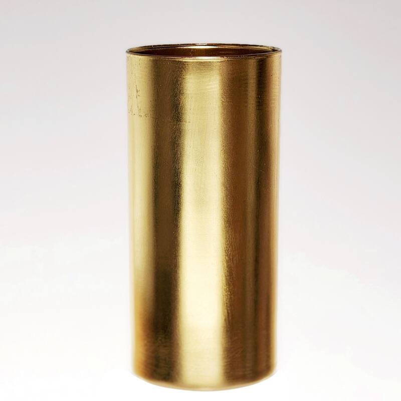 GILT 7" Glass Cylinder Vase