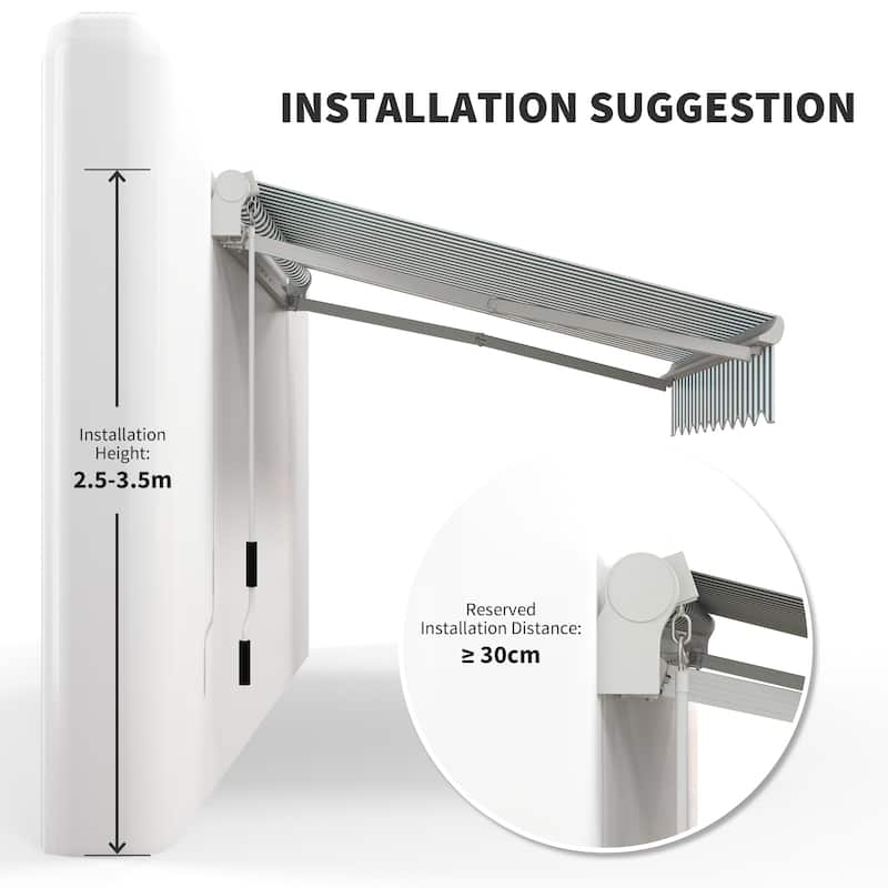 Outsunny 8' x 6.6' Patio Retractable Awning/Manual Exterior Sun Shade Deck Window Cover