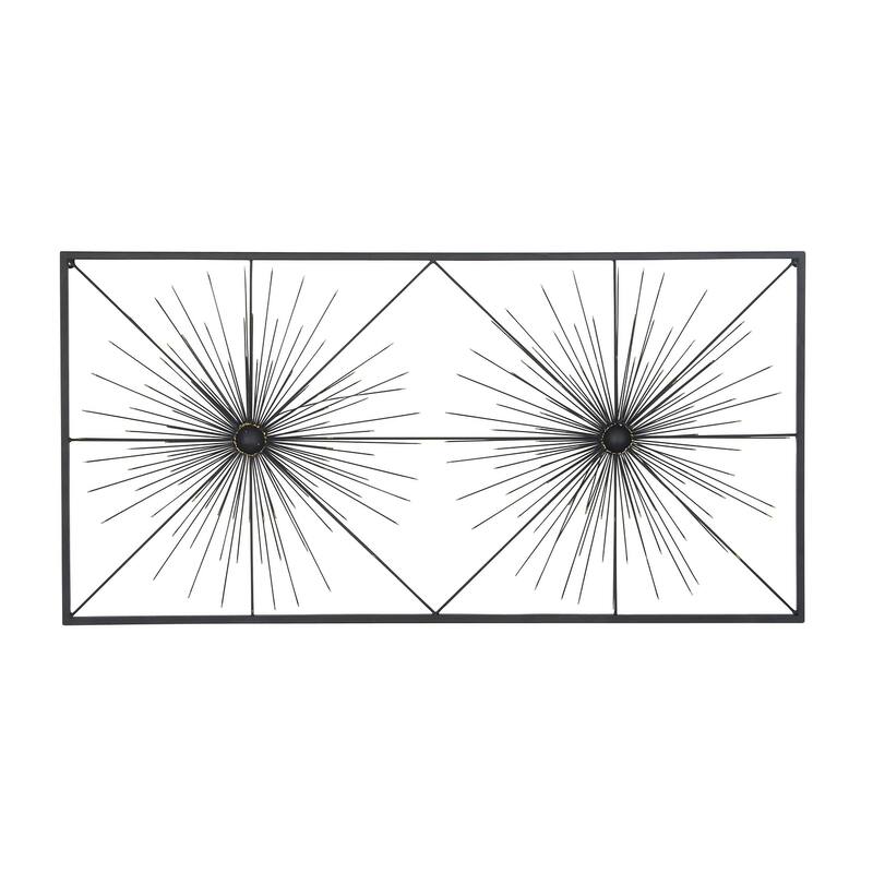 Black Metal Sea Urchin Starburst Wall Decor with Black Frame