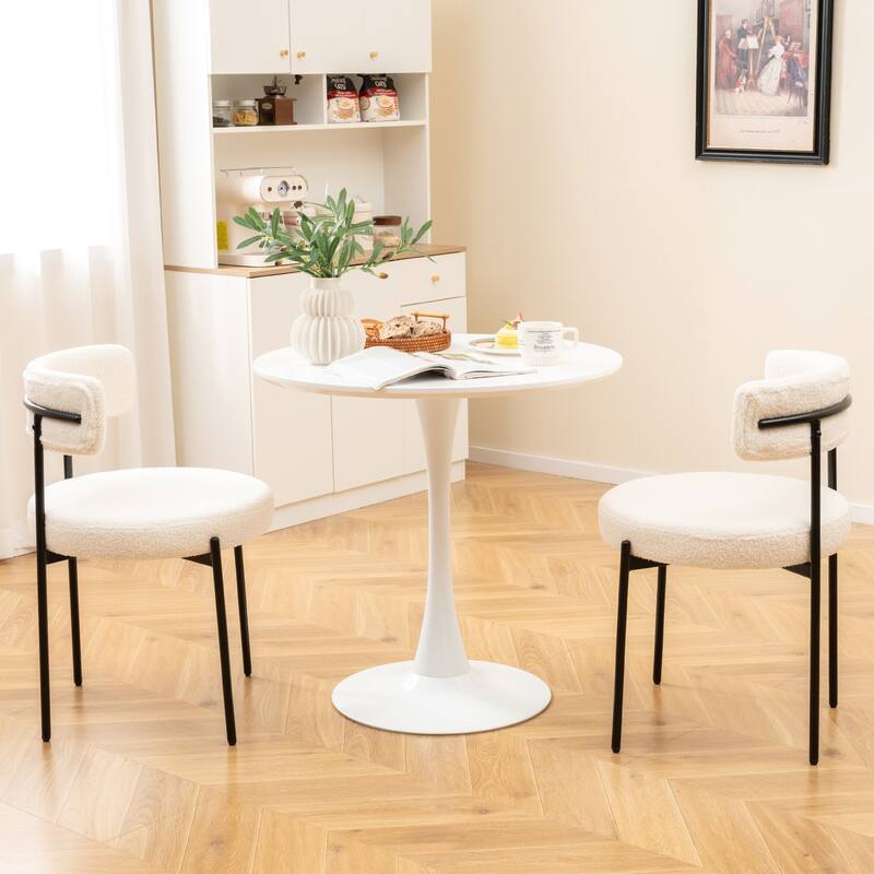 Gymax Round Dining Chairs Set of 2 w/ Curved Backrest Filled Sponge