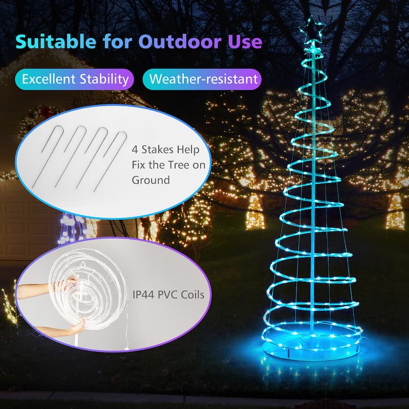 6 FT Spiral Christmas Tree w/ LED Lights 10 Lighting Modes APP Control