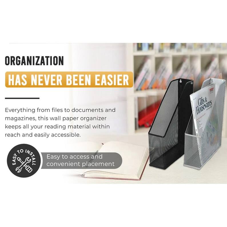 Mesh Steel Wall mount Hanging or Desktop Magazine Document Letter Mail File Holder 12 In. H 10 In. L 3 In. W, Pack of 6